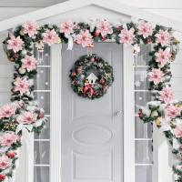 12PCS Flores De Navidad Rosa Y Plateado Decoración De Árbol De Navidad Flores Artificiales Para DIY Merry Christmas Wreath Noel Regalos Decoración De Hogar - details 2