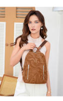 Mochila para mujer, nuevo estilo, ligera, de gran capacidad, sencilla, de PU, mochila versátil y de moda para mujer. - details 10