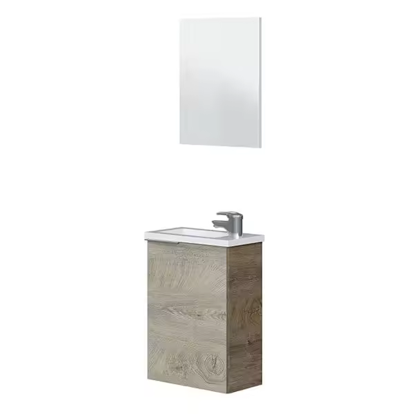 Mueble de lavabo Compact con espejo+lavabo roble Alaska - 1