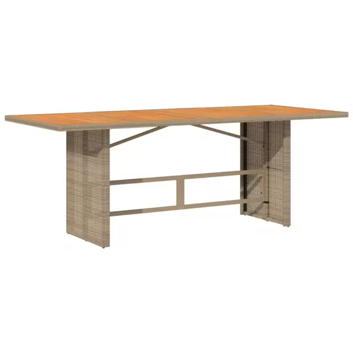 Mesa de Jardín superficie de Madera trinquete PE beige 190x80x74 cm - 1