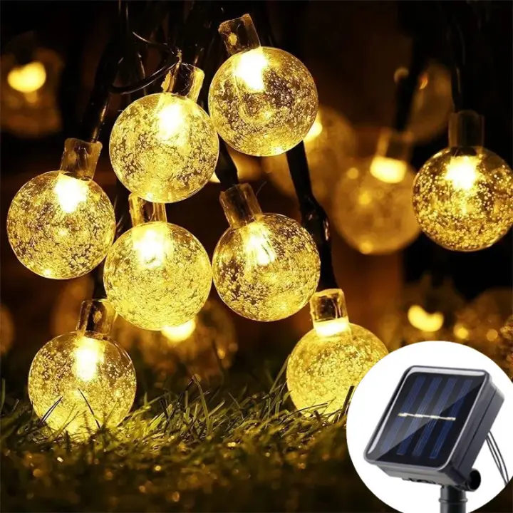 Luces De Cadena LED De Cristal Solar Con 50 LED Y 8 Modos De Iluminación IP65 Decoración De Navidad Para Jardín Y Fiestas Guirnalda De Luz Faeira - 1