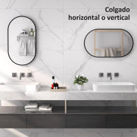 HOMCOM Espejo de Baño Ovalado 40x70 cm con Marco de Aluminio Espejo de Pared Decorativo Horizontal o Vertical para Salón Entrada Pasillo - details 2