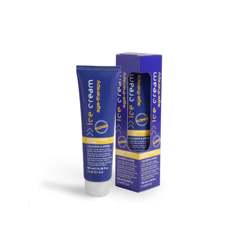 INEBRYA crema iluminadora cabello rubio, decolorado o con mechas con colageno 100ml - 1