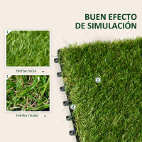 Outsunny Césped Artificial de 10 Piezas 30x30 cm Césped Sintético con Altura de Hierba 25 mm Anti-UV Alfombra Césped Artificial para Jardín Escuela Patio Verde Oscuro - details 5