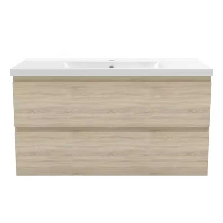 AICA Mueble de baño con lavabo, armario colgante, cajón doble, roble, 99 x 44,5 x 52cm - 1