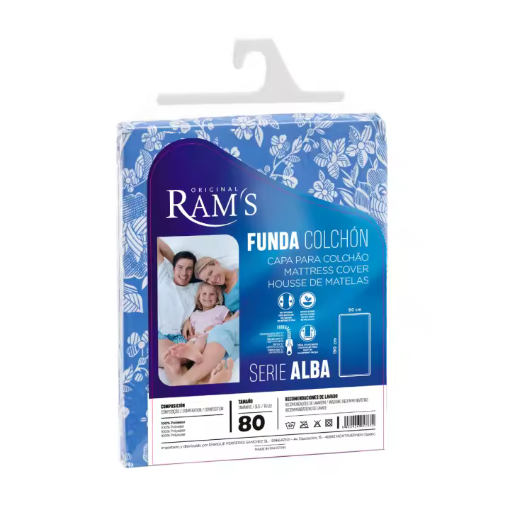 XHC BRICO | Funda de Colchón - Distintos tamaños - 100% Poliéster - Serie Alba | Marca RAMS - 1
