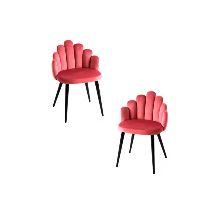 Pack 2 Sillas Hand Terciopelo Patas Negras - Rosa - 1