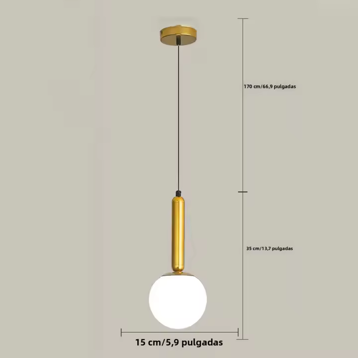 Lámpara Colgante De Vidrio Dorada Para Dormitorio Y Restaurante Luz Ambiente Complementaria Incluye Bombilla Regulable Moderna - 1