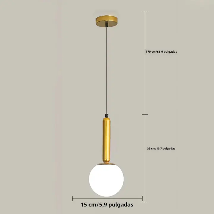 Lámpara Colgante De Vidrio Dorada Para Dormitorio Y Restaurante Luz Ambiente Complementaria Incluye Bombilla Regulable Moderna - 1