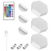 Luz De Pared Hexagonal Con Control Remoto Y Luz LED RGB Modulable USB Colorida Luz Nocturna Geométrica DIY Para Decoración De Hogar - details 24