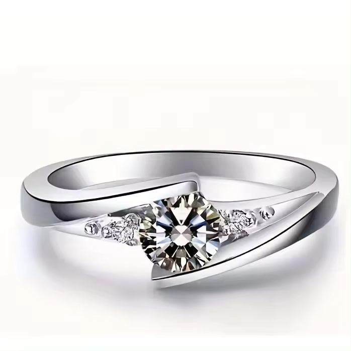 Anillo De moissanita De 0,5 Quilates, Plata Esterline 925, Diseño Clásico Para Atuendos Diarios, Joyería De Alta Calidad Para Ti Con certificación - 1