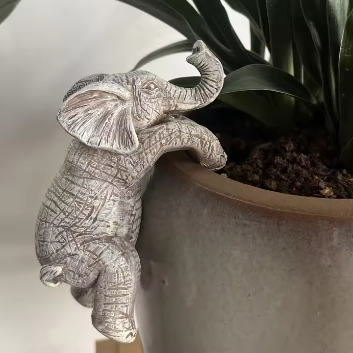 Maceta Colgante De Elefante 1pc Decoración Encantadora Para Balcón Y Jardín Escultura De Animal Adorable Regalo Ideal Para Amantes De Los Elefantes Material De Resina - 1