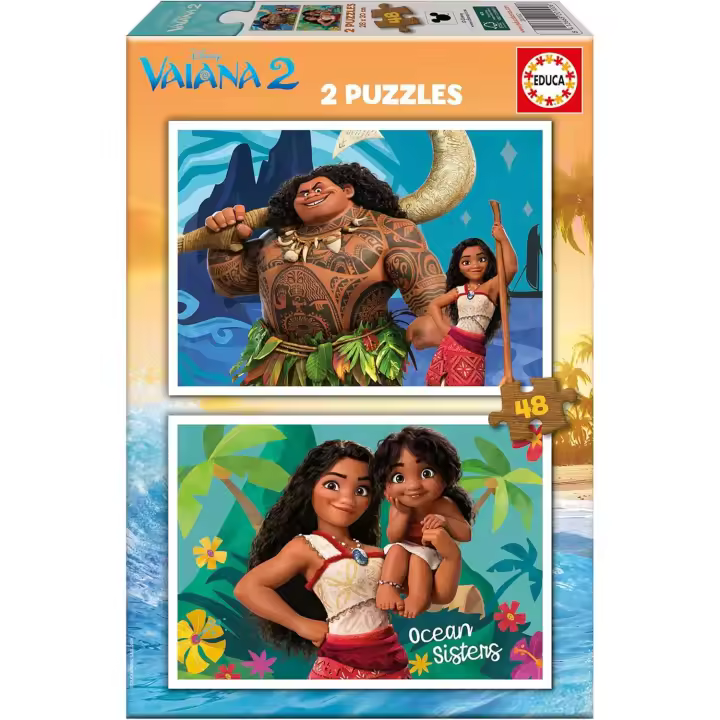 Educa - 2 Puzzles de Vaiana 2 con 48 Piezas , Medidas 28 x 20 cm. cada uno . Educa 20102 - 1