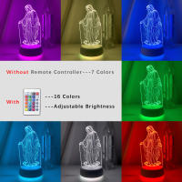 Lámpara De Noche 3D Ilusión De Jesús Cambio De 7 Colores Control Remoto LED Decorativa Cristiana Luz De Oración De Mesa - details 10