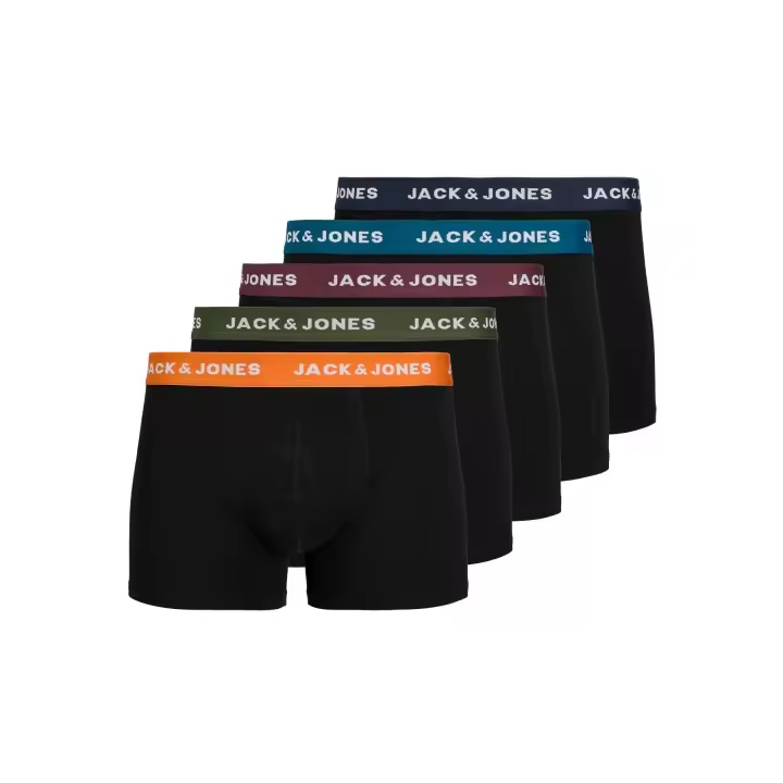 Jack & Jones Hombre Boxer Calzoncillos Pack 5 unids SerieTrunks Mod JCOLIVER , composición 95% algodón y 5% elastano Cintura Elástica REF 259097 - 1