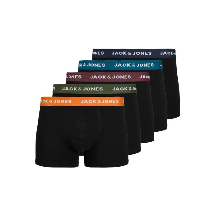 Jack & Jones Hombre Boxer Calzoncillos Pack 5 unids SerieTrunks Mod JCOLIVER , composición 95% algodón y 5% elastano Cintura Elástica REF 259097 - 1