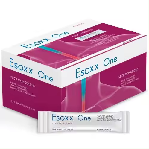 Esoxx one 20 sticks sobres monodosis 10ml. Alivio rápido de los síntomas del Reflujo Gastroesofágico. Contribuye a reparar las lesiones en la mucosa esofágica. Alfasigma - 1
