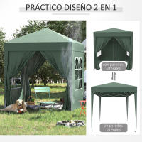 Outsunny Carpa Plegable 2x2 m Cenador de Jardín con 4 Paredes Laterales Tela Oxford 2 Puertas 2 Ventanas y Bolsa de Transporte para Exterior Terraza Camping Fiestas - details 3