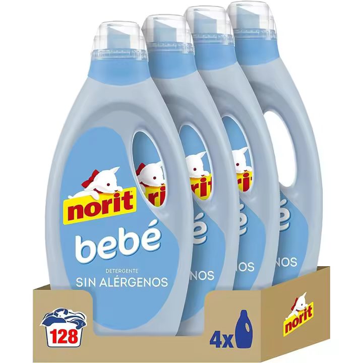 NORIT Bebé - Detergente Líquido para Ropa de Bebé, Pieles Sensibles y Atópicas - Pack de 4 Unidades de 1125 Mililitros - Total: 4500 Mililitros - 1