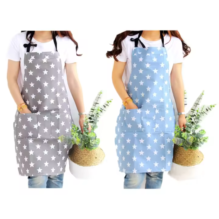 Delantal de cocina delantal de lona de algodón con 2 bolsillos para mujeres niñas adultos para el hogar cocina restaurante barbacoa jardín - 1