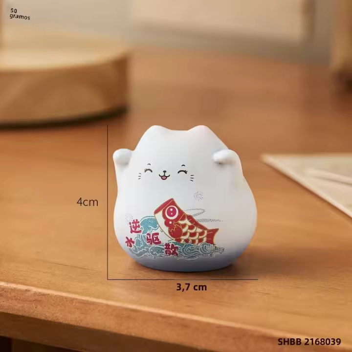 Adorno De Hogar Encantador De Gato Maneki Neko Cerámica Decoración De Suerte Animal Estatua Regalos Para Oficina Y Habitación - 1