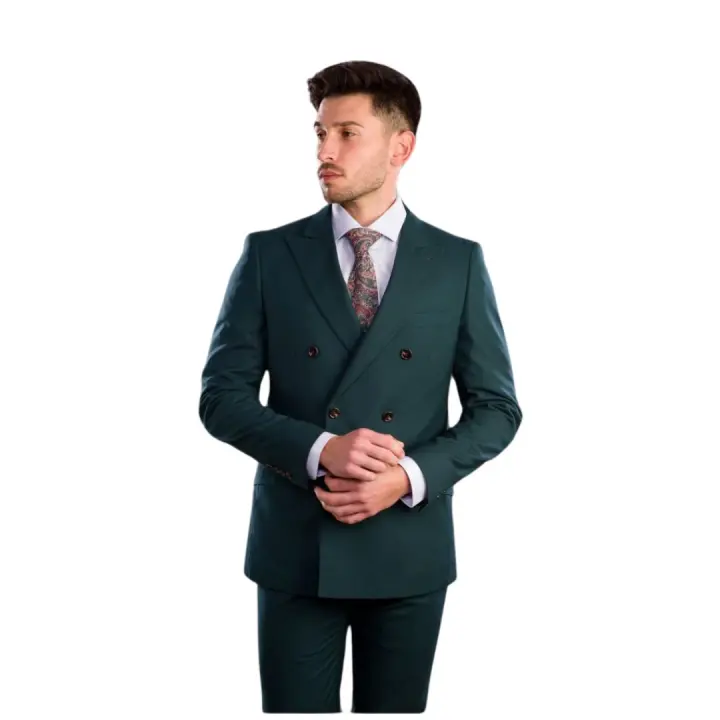 BLANCO NUMERO UNO - Traje Cruzado Verde - Elegante y Sofisticado - Corte Semientallado - Cintura Ajustable - 1
