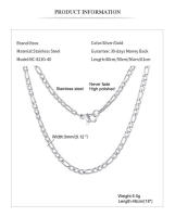 Collar De Cadena Figaro Simplicidad Vnox Para Hombres Y Mujeres Acero Inoxidable Antialérgico Joyería Minimalista De Moda - details 3