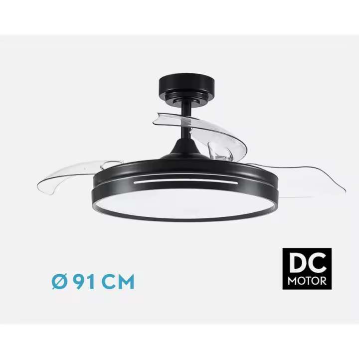 FABRILAMP ALTA GAMA Ventilador Dc 48w Micenas Color Blanco,Niquel,Negro,Cuero 3asp.91d 6vel 4800lm 3000-4500-6000k Remoto+Regulables intensidad+memoria+temporiz 25 Incluye mando a distancia y dos tijas de 10 y 25 centímetro CALIDAD DE CONFIANZA - 1