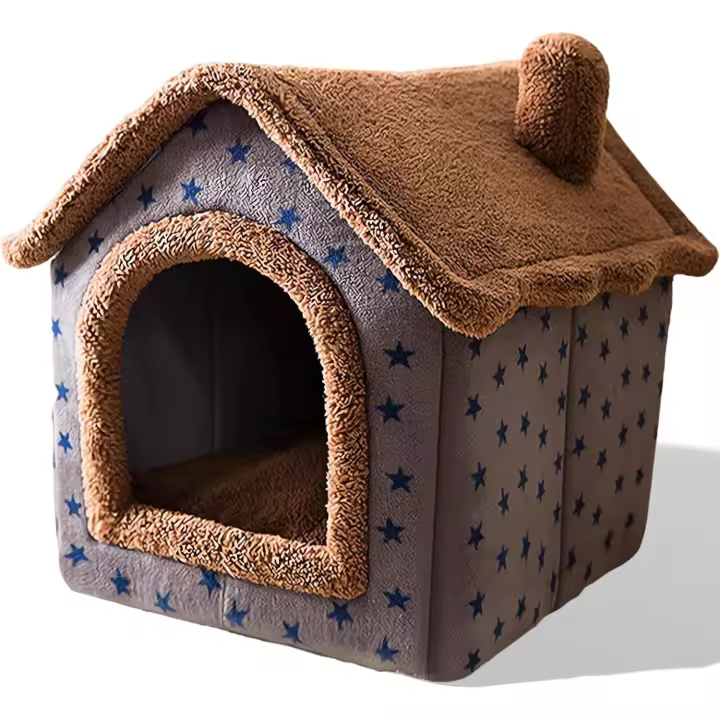 Caseta para perros, cama portátil para gatos de interior con cojín extraíble, cueva lavable 3 en 1 para mascotas, extraíble y plegable, antideslizante. - 1
