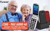 Funker E300 MAX Audio 3 4G - Teléfono móvil con tapa fácil de usar - Teclas y Pantalla grandes - Audio PRO compatible con audífonos - Volumen extra fuerte con Amplificador - Configuración Remota - Botón SOS – Base de carga - details 0