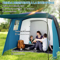 Outsunny Tienda de Campaña Inflable Familiar Tipo Túnel para 3–6 Personas Tienda de Campaña Glamping con Vestíbulo Ventanas de Malla y Bolsa de Transporte Protección UV 50+ Impermeable al Aire Libre - details 4