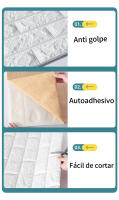 HOGARISIMO Vinilo ladrillo blanco alta calidad,Panel pared 3D,pegatina  pared ladrillo 70 x 77 CM impermeable 3D panel de espuma autoadhesiva. - details 2