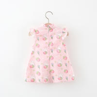 Vestido De Verano Para Bebé Niña Estilo Chino Qipao Con Manzana De Fresa Y Conejo Decorativo Ropa Suave Y Delgada Sin Mangas Para Niños Y Niñas De 1 a 2 Años - details 2