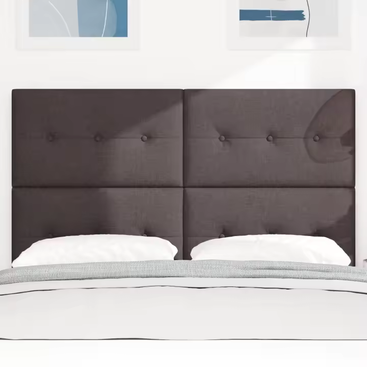Cabecero de vidaXL tapizado con botones marrón oscuro 140 cm de tela - 1