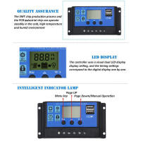 Controlador De Carga Solar 100A Con Pantalla LCD Regulador De Batería Para Panel Solar 12V/24V Ajustable Con Puerto USB - details 1