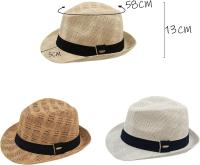 Kebedo Moda Sombrero de Paja Unisex Hombre y Mujer Marrón 58 cm, Estilo Fedora Borsalino Trilby Panamá  , Ala Corta, Moda Verano, Ideal para Playa, Vacaciones, Jardín, Sol, Ligero y Transpirable, Accesorio Elegante Casual al Aire Libre Outfit Perfecto - details 1