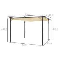 Outsunny Pérgola de Metal Gazebo Cenador para Jardín Patio o Terraza con Techo Retráctil Tela Poliéster Resistente al Agua y UV - details 2