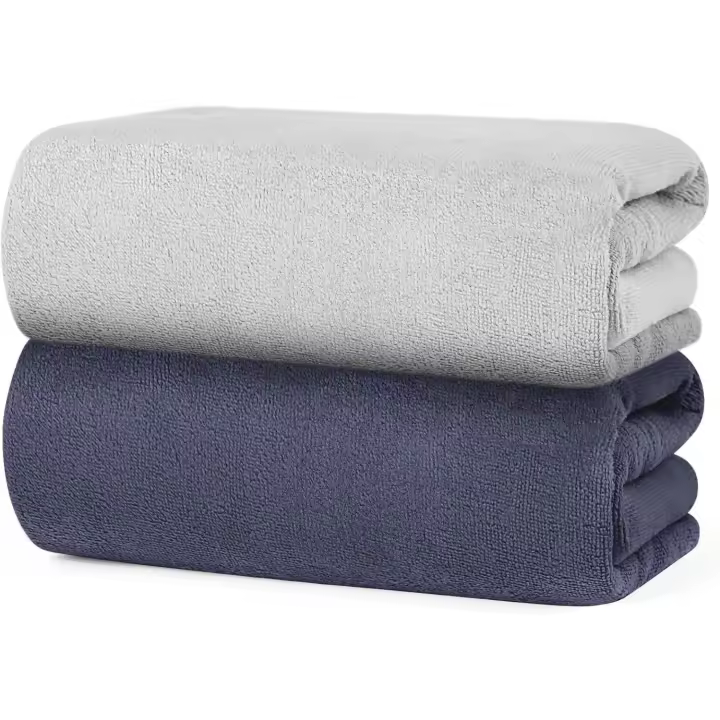 Toallas Baño Grandes, 2PCs Toalla Grande Suaves y Ultra Absorbentes Microfiber, Toalla Gimnasio Secado Caliente, Toalla Playa Grande Multiproyecto para Baño, Camping, Hotel, Gym y SPA, 70x140cm - 1