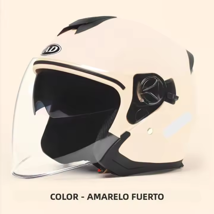 Casco De Motocicleta AD Para Hombres Y Mujeres Con Lentes Dobles Estilo Mitad-cabeza Material ABS+PC Peso 1.25kg - 1