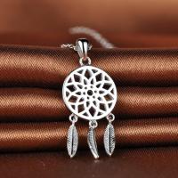 Collar extensible de plata de ley 925 con colgante de pluma tribal atrapasueños, para hombres y mujeres - details 0