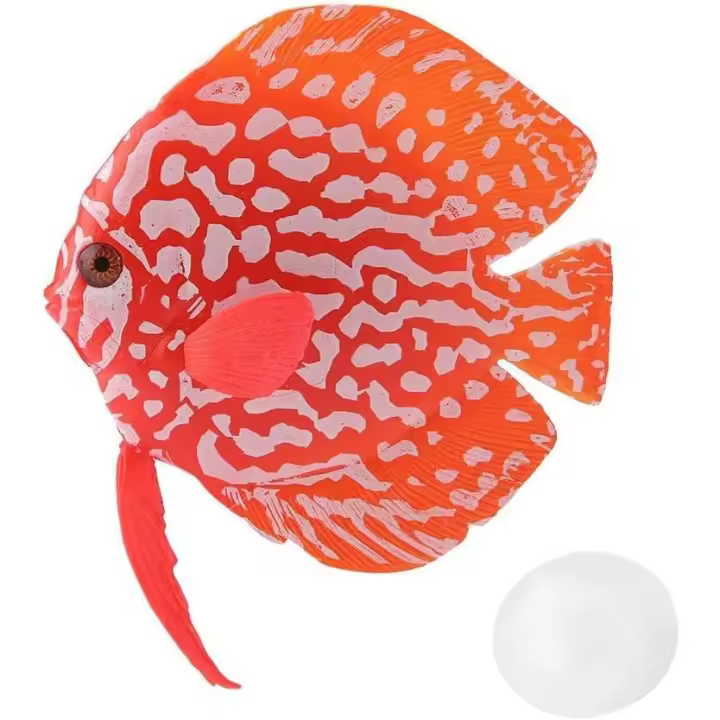 Peces artificiales para acuario, peces flotantes, peces tropicales falsos, divertidos y luminosos, peces de silicona realistas, adornos decorativos, color rosa - 1