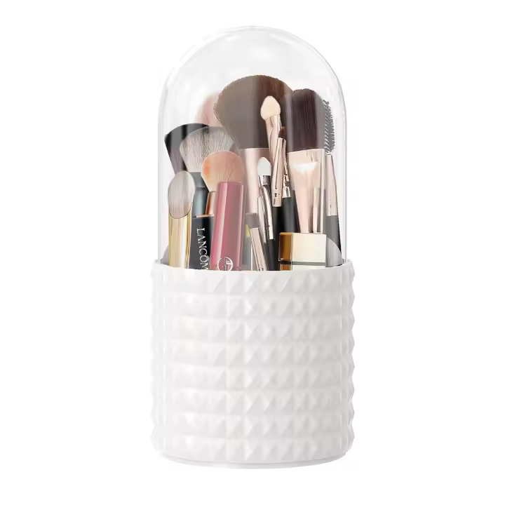 Soporte para broches de maquillaje con tapa, Organizador de broches de maquillaje giratorio de 360 Grados a prueba de pulido con cubierta, Patrón de Diamante - 1