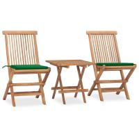 vidaXL Set comedor de jardín plegable 3 piezas madera de teca cojines en color Estampados cuadros grises/Antracita/Azul real y más | acolchados duraderos para sofás de jardín terraza exterior - details 3