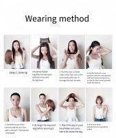 Pelucas Sintéticas De Fibra De Alta Temperatura Para Mujeres Con Resaltos Marrones Longitud Media Rizada Cubierta Completa Del Cuerpo Estilo Diario - details 6