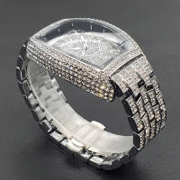 Reloj De Lujo Para Hombre Con Cristales Iced-Out Tonneau Dorado Reloj De Cuarzo Con Pulsera De Acero Inoxidable Moda Diamante Analog Clock - details 40