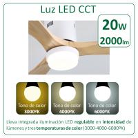 VZLED - Ventilador de techo 132 cm 52" con luz led regulable y control remoto - Motor DC silencioso, 6 velocidades, giro reversible, aspas de madera natural - details 1