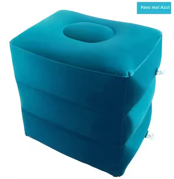 Almohada De Viaje Inflable Para Pies 3 Capas Cojín De Descanso Para Niños Asiento De Pierna Para Avión Coche Autobús Tren Oficina Rectangular PVC Azul Oscuro Azul Peacock Gris Oscuro Gris - 1