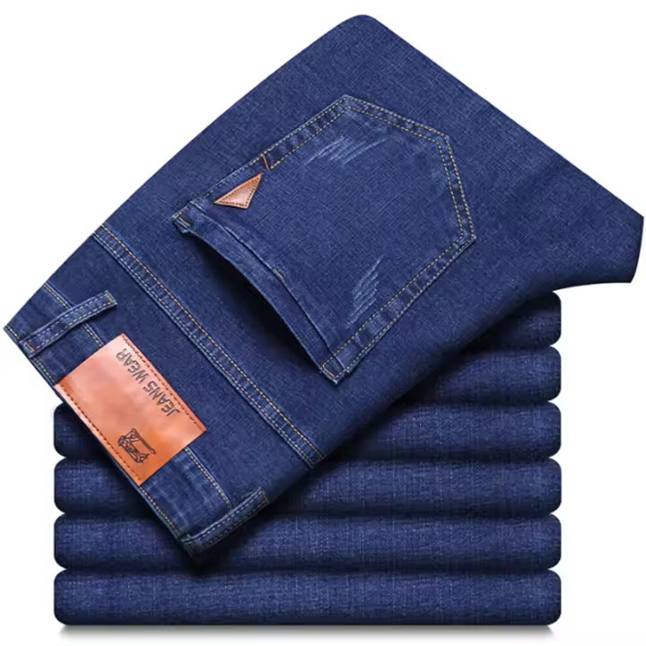 Jeans Rectos Para Hombre Moda 2024 Pantalones Slim Fit Elásticos Y Cómodos Trajes De Negocios Denim Suave Ropa Masculina De Marca - 1
