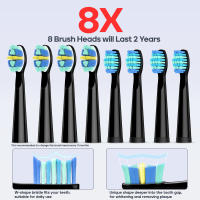 Seago cepillo de dientes eléctrico sónico, cepillo electrico con 8 cabezas, carga USB, cepillo de dientes eléctrico ultrasónicos 5 modos y temporizador, IPX7 Impermeable, para viaja (negro) - details 14