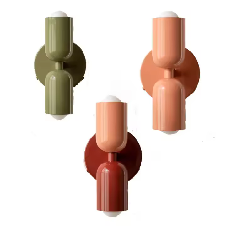 Lámpara De Pared Moderna Nórdica Para Sala De Estar Dormitorio Y Niños Iluminación Básica E27 Decoración De Hogar Beige Negro Azul Gris Verde Rosa Rojo Blanco Amarillo - 1